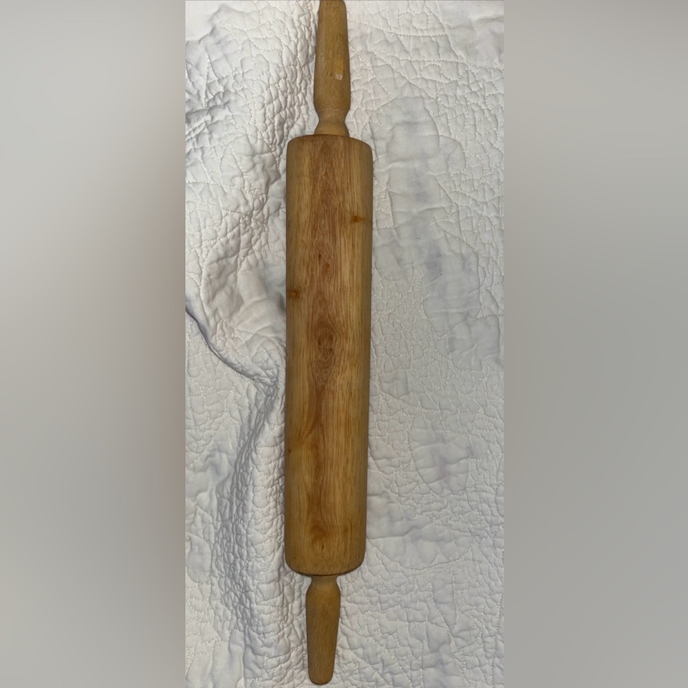 Vintage Wooden Rolling Pin 16.5 In Long (including Handles)